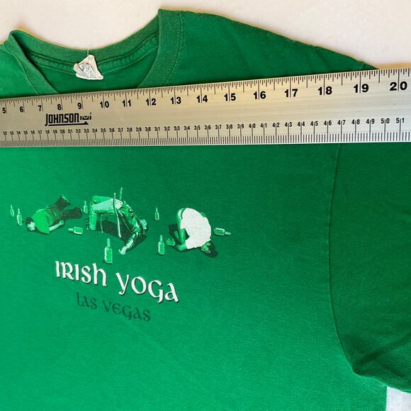 Delta Magnum Weight Men T-shirt Size L Green Irish Yoga Las Vegas Drinking Joke - Picture 2 of 8